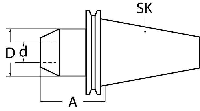 Flächenspannfutter DIN 69871AD Weldon Spann-D.20mm SK40 A.-L.35mm PROMAT