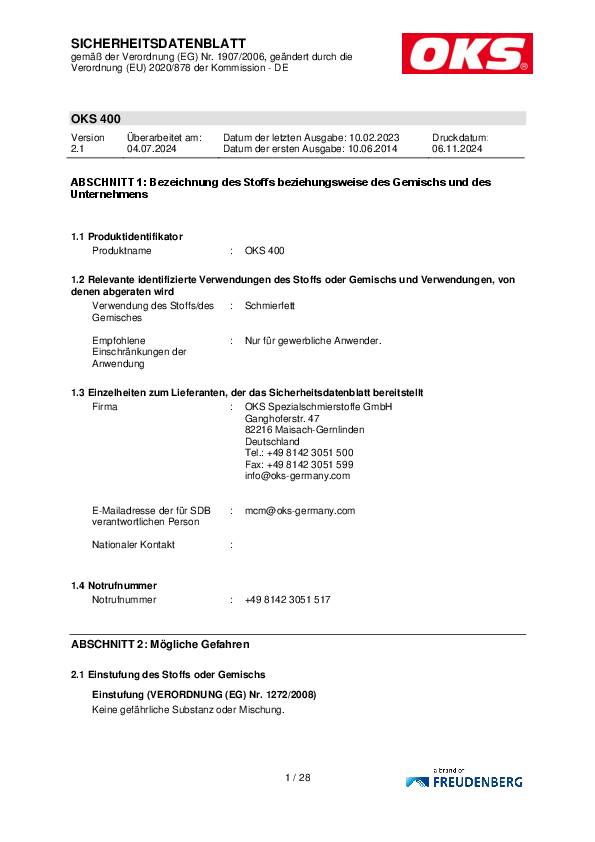 MoS² -Mehrzweck-Hochleistungsfett OKS 400 schwarz 1kg Dose OKS