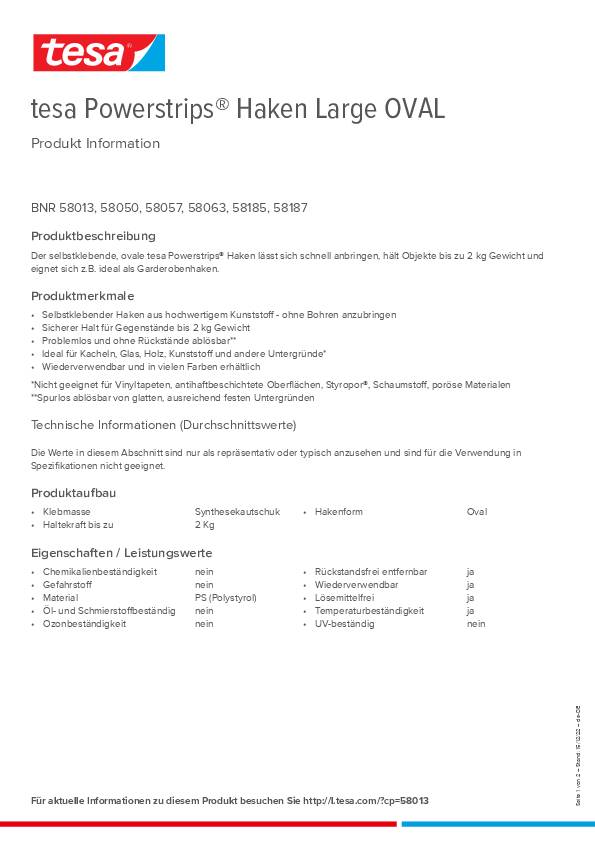 Deko Hak.Powerstrips® Hak.LARGE 58013 Gr.L (70x37 mm) ov.weiß