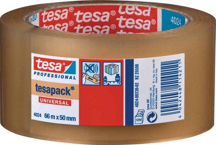 Verpackungsklebeband PP tesapack® 4024 farblos L.66m B.50mm Rl.