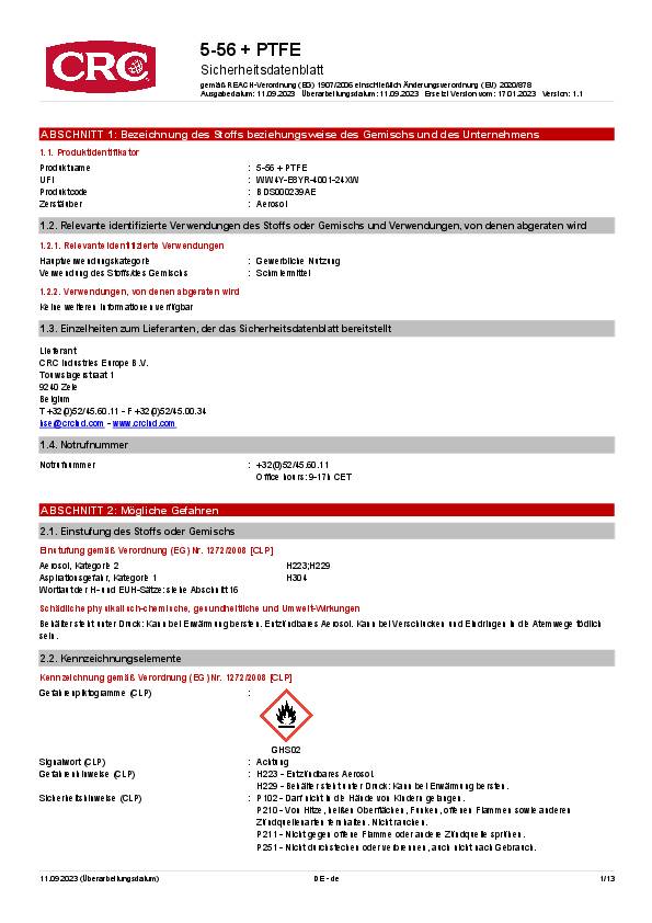 Multifunktionsöl 5-56+PTFE CLEVER STRAW 500 ml Spraydose Clever Straw CRC