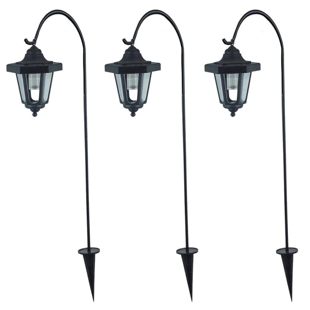 Design 3er Set LED Solar Steck Laternen Hof Terrassen Leuchten IP44 Außen Lampen