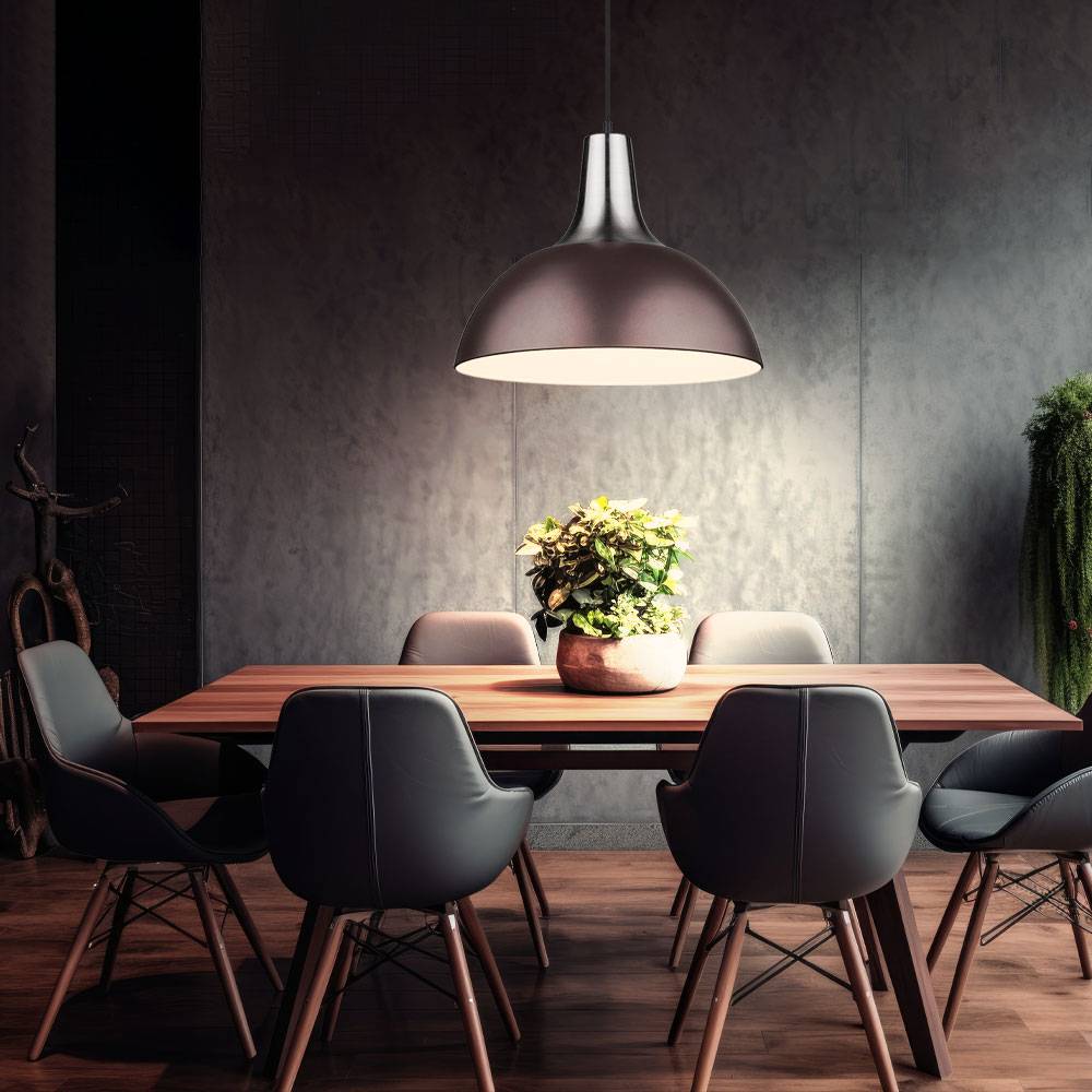 Hängelampe Esstischleuchte bronze LED Pendellampe Wohnzimmer Küchenlampe, Metall nickel matt, 7W 560lm warmweiß, DxH 38x120 cm
