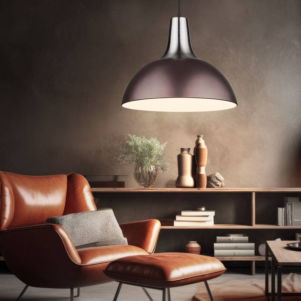 Hängelampe Esstischleuchte bronze LED Pendellampe Wohnzimmer Küchenlampe, Metall nickel matt, 7W 560lm warmweiß, DxH 38x120 cm