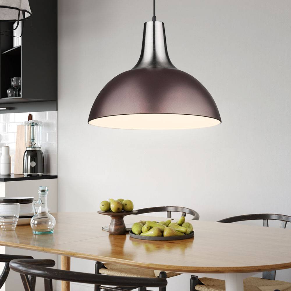 Hängelampe Esstischleuchte bronze LED Pendellampe Wohnzimmer Küchenlampe, Metall nickel matt, 7W 560lm warmweiß, DxH 38x120 cm