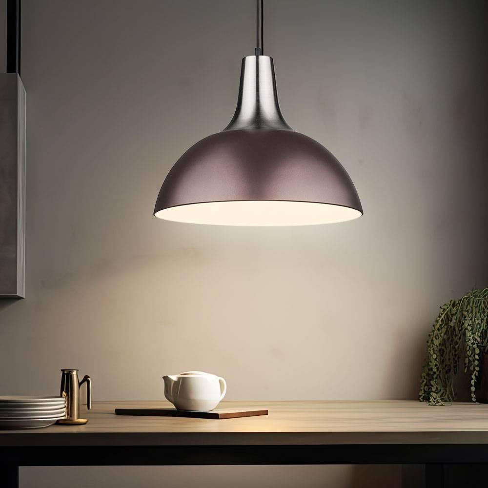 Hängelampe Esstischleuchte bronze LED Pendellampe Wohnzimmer Küchenlampe, Metall nickel matt, 7W 560lm warmweiß, DxH 38x120 cm