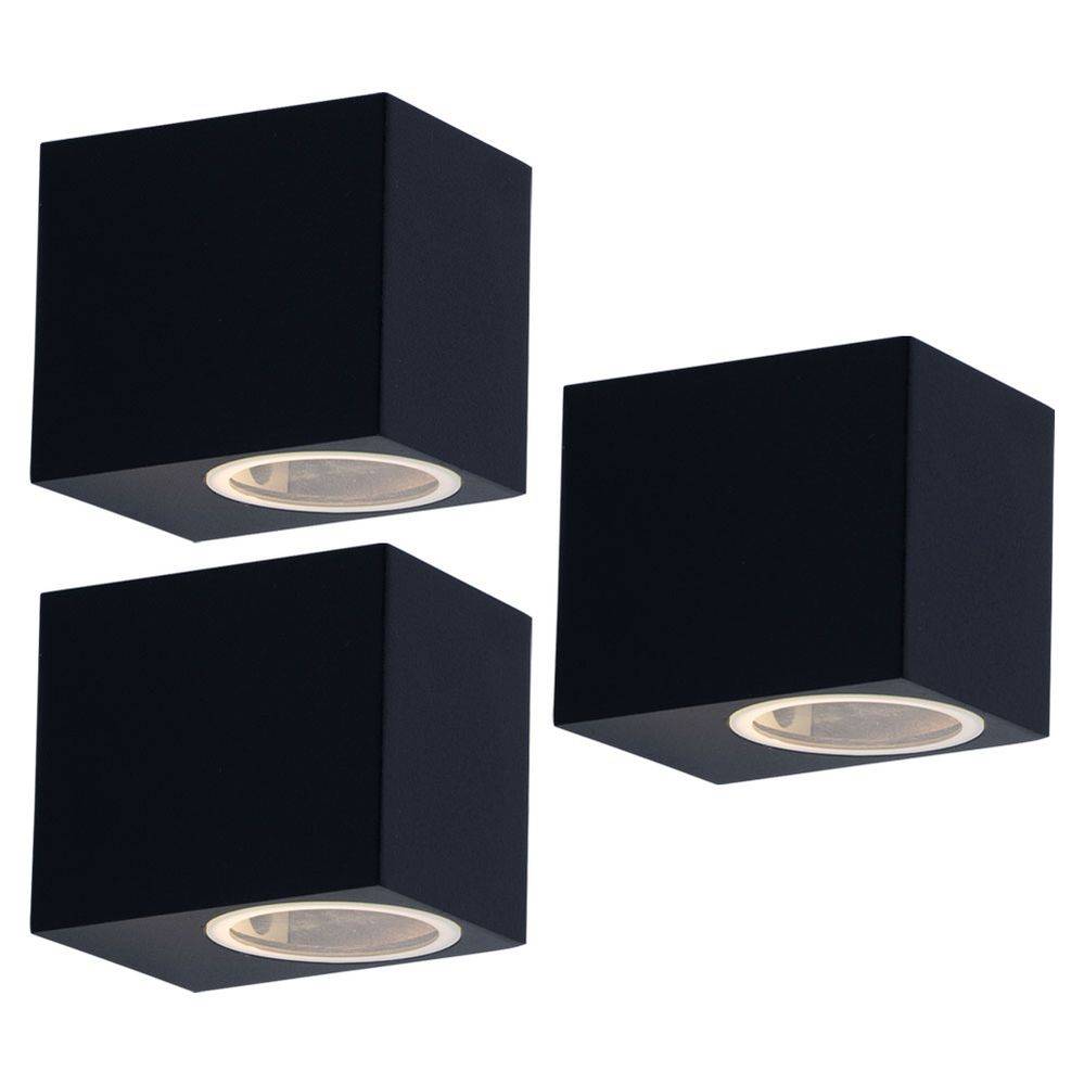 3er Set Außen Strahler Down Spot Lampen Fassaden Beleuchtung schwarz ALU Terrassen Wand Leuchten