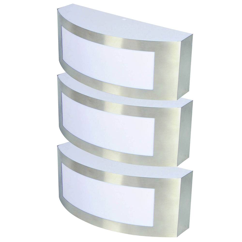 3er Set Außen Fassaden Wand Strahler Garten Hof Leuchten E27 Edelstahl Lampen