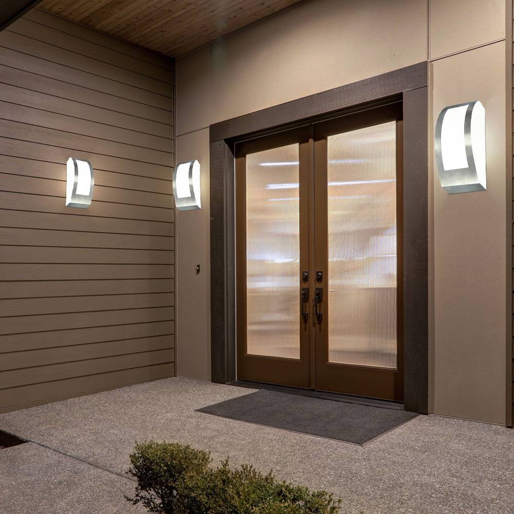 3er Set Außen Fassaden Wand Strahler Garten Hof Leuchten E27 Edelstahl Lampen