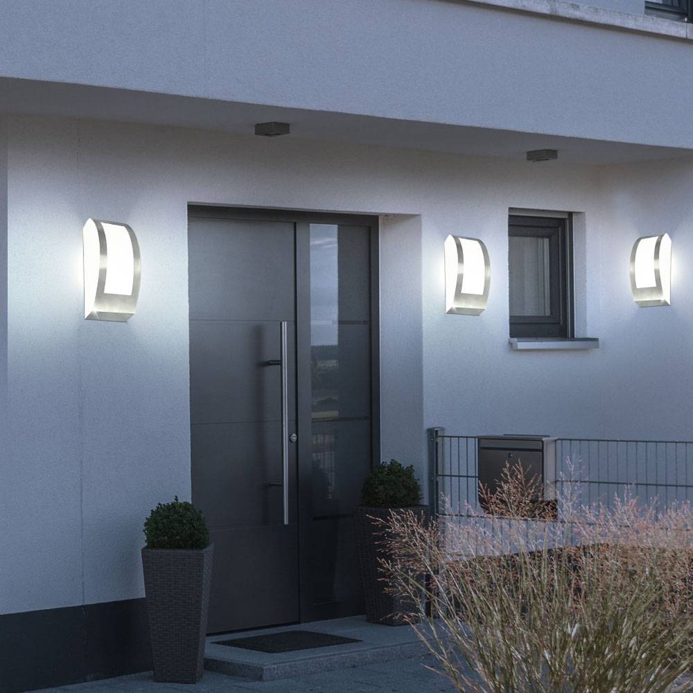 3er Set Außen Fassaden Wand Strahler Garten Hof Leuchten E27 Edelstahl Lampen