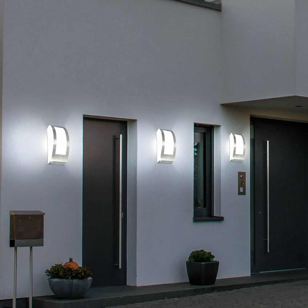 3er Set Außen Fassaden Wand Strahler Garten Hof Leuchten E27 Edelstahl Lampen