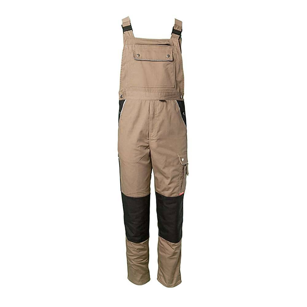 Arbeitslatzhose - Gr. 56 - khaki/schwarz - Norm EN 26330 - 65% PES - 35% CO - 320 g/m² - atmungsaktiv - schmutz- und wasserabweisend - "Canvas 320"