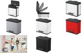 Hailo Tret-Abfalltrenner Öko trio plus L, 3x9 L, Edelstahl aus Edelstahl und Kunststoff, Soft-Close-Mechanismus,