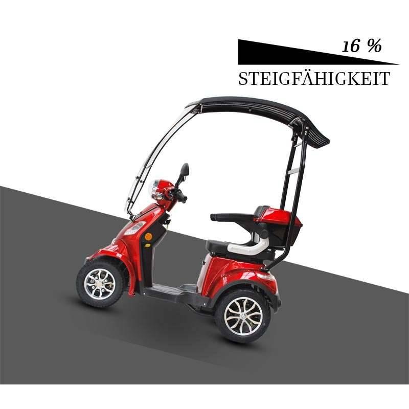 ECO ENGEL 510 Rot E-Scooter 4 Räder 25 km/h mit Dach Seniorenmobil