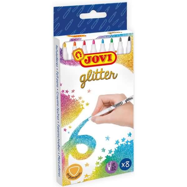 Fasermaler Glitter 1mm VE=8 Stück sortiert