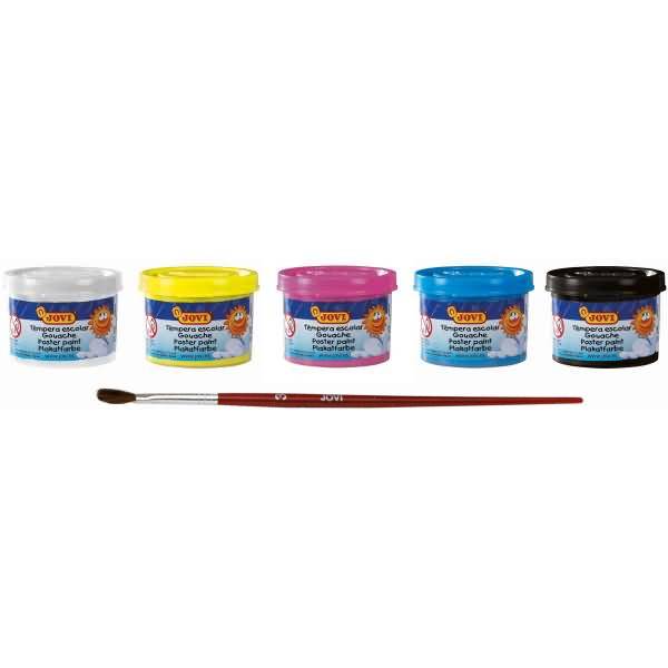 Plakatfarbe Tempera Schule VE=5 Dosen a 35ml + Pinsel