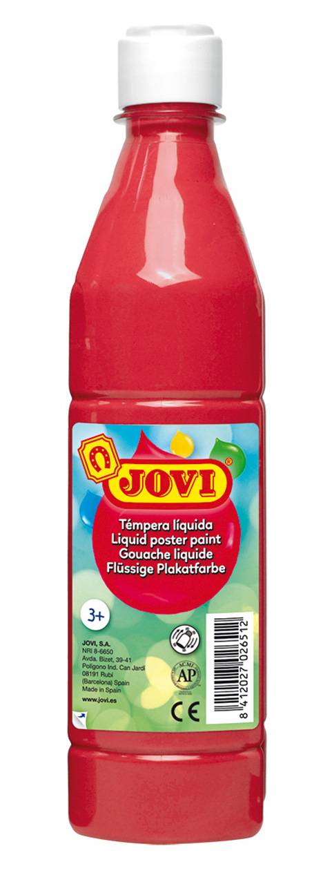 Plakatfarbe Jovi Flüssige Temperafarbe zinnoberot, 500 ml Flasche