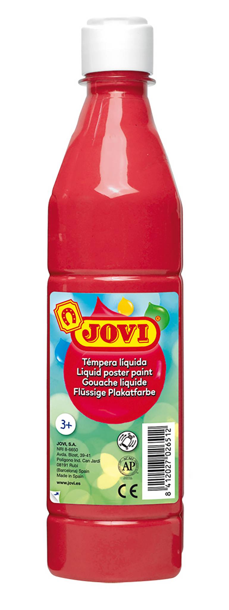 Plakatfarbe Jovi Flüssige Temperafarbe zinnoberot, 500 ml Flasche