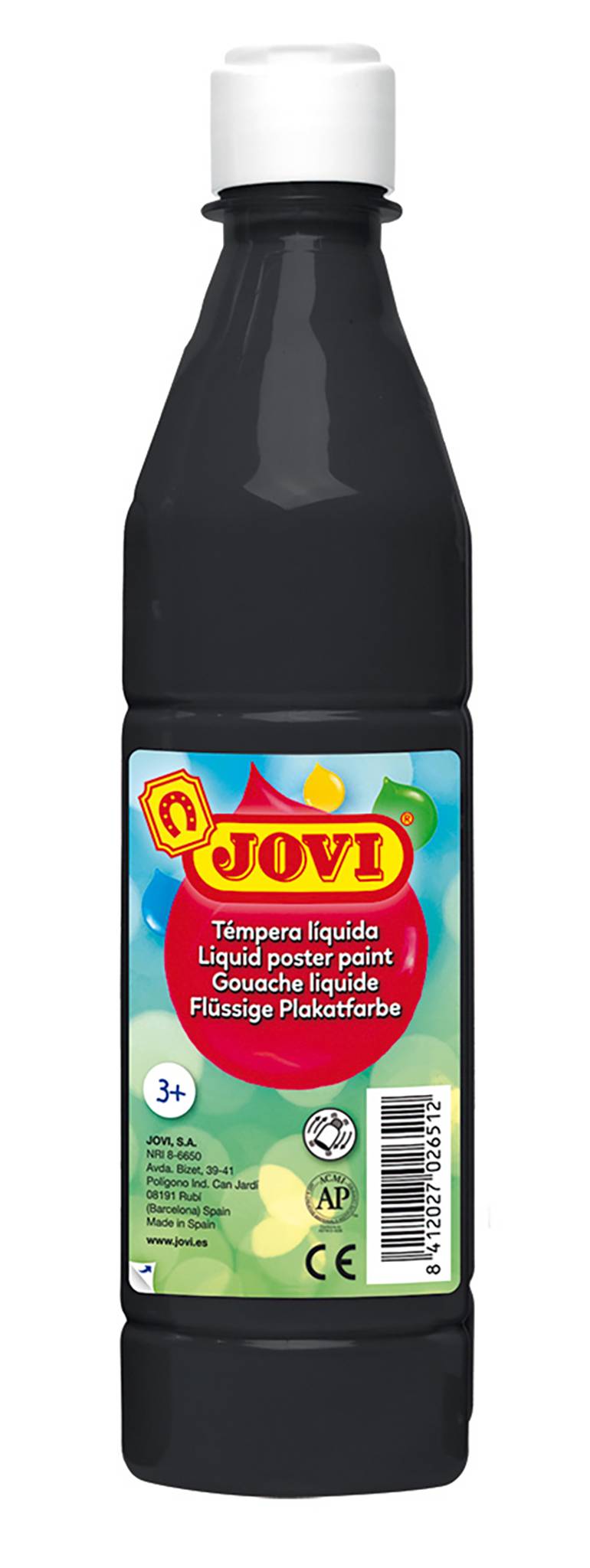 Plakatfarbe Jovi Flüssige Temperafarbe schwarz in 500 ml Flasche