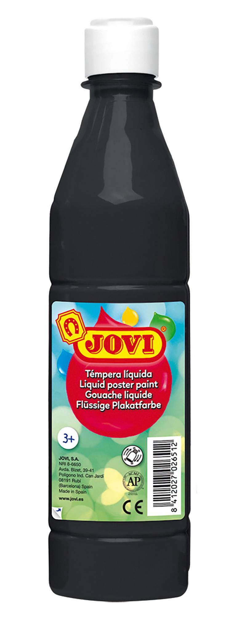 Plakatfarbe Jovi Flüssige Temperafarbe schwarz in 500 ml Flasche