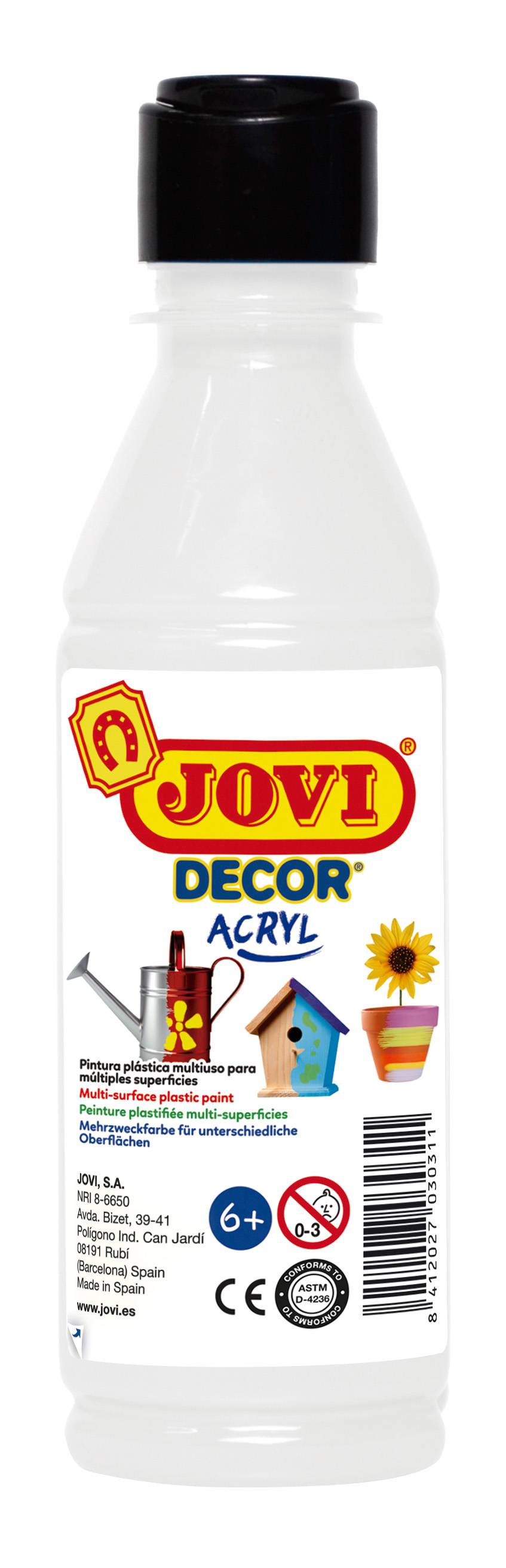 Jovidecor Acrylfarbe weiß, 250 ml in Flasche