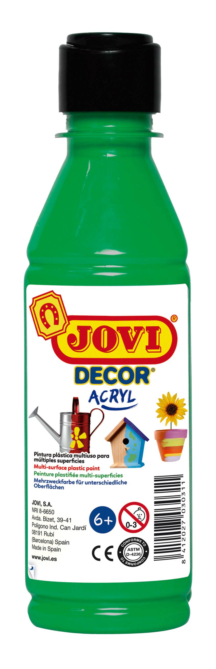 Acrylfarbe Jovidecor mittelgrün, 250 ml Flasche