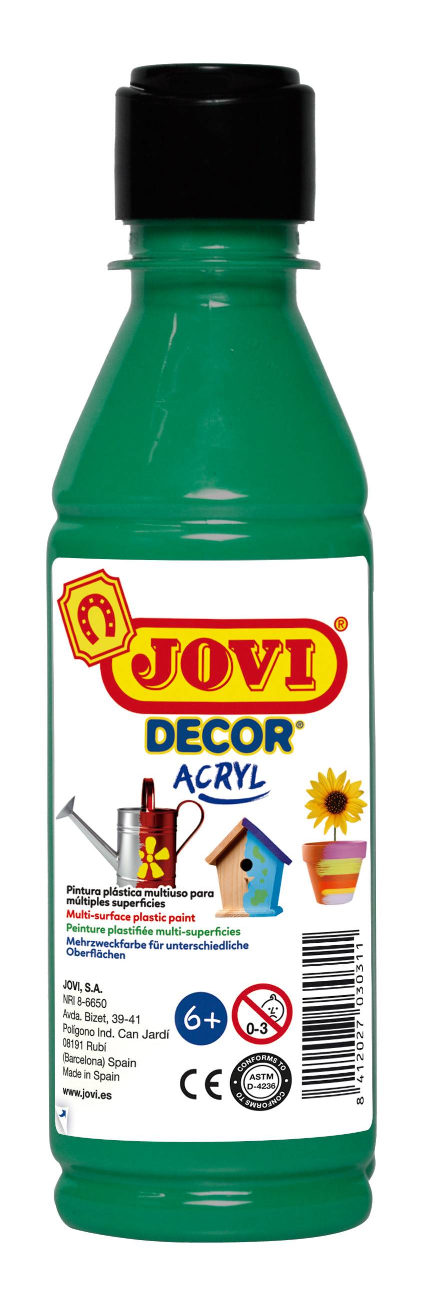Acrylfarbe, Jovidecor dunkelgrün, 250 ml Flasche