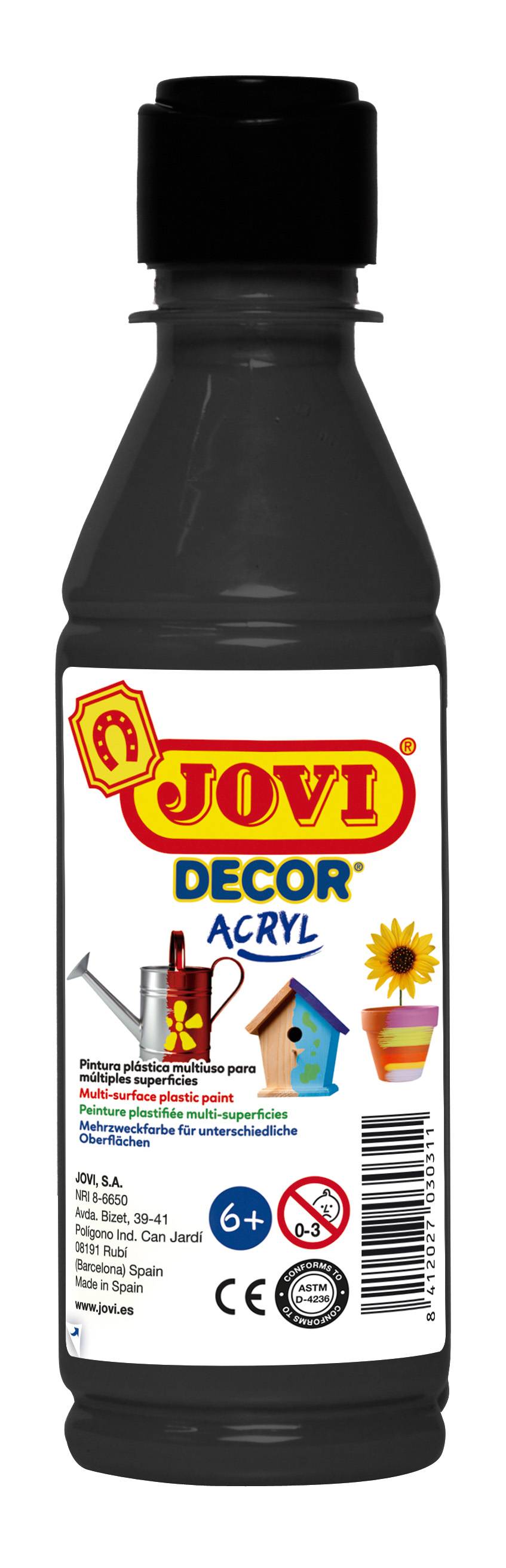 Jovidecor Acrylfarbe schwarz, 250 ml in Flasche