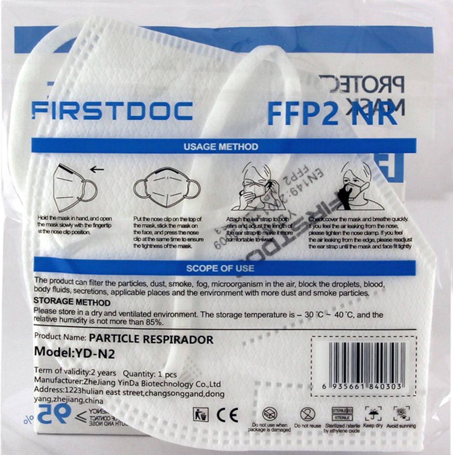 10x FirstDoc FFP2 Atemschutzmaske Mundschutz Maske Einzeln Verpackt CE 2163 + 100x Einweg Schutzmaske 3-Lagig