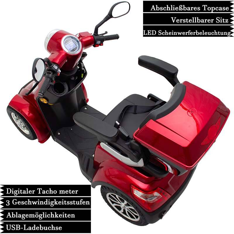ECO ENGEL 510 Rot E-Scooter 4 Räder 25 km/h Seniorenmobil