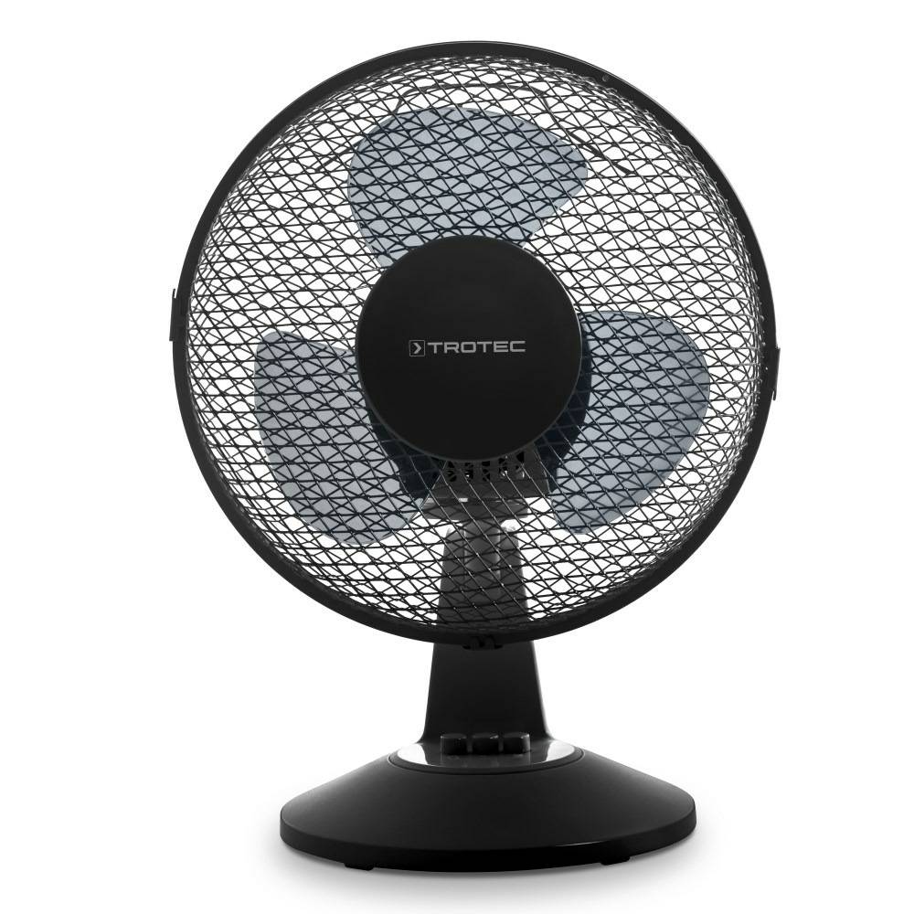 TROTEC Tischventilator TVE 11, geräuscharmer Ventilator, 25 Watt, 2 Gebläsestufen, 80°-Oszillation, 23 cm Flügeldurchmesser, stabiler und kippfest