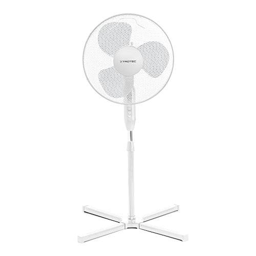TROTEC Standventilator TVE 15 S – 40 Watt, oszillierend 80°, 3 Stufen, Ø 40 cm, höhenverstellbar, leise, weiß