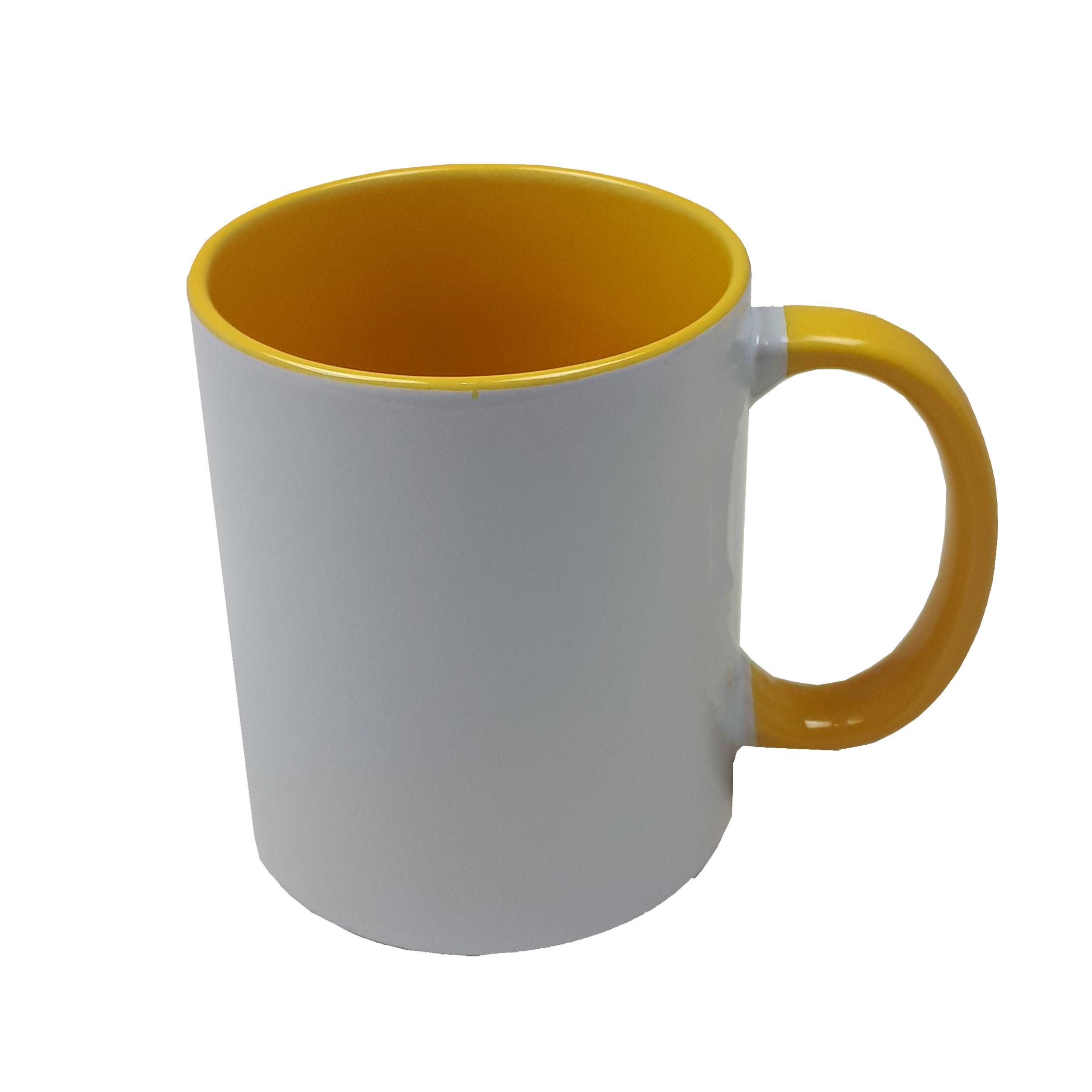 Sublimations Tassen Foto Becher 36 Stück WEISS - HENKEL Gelb einzeln verpackt