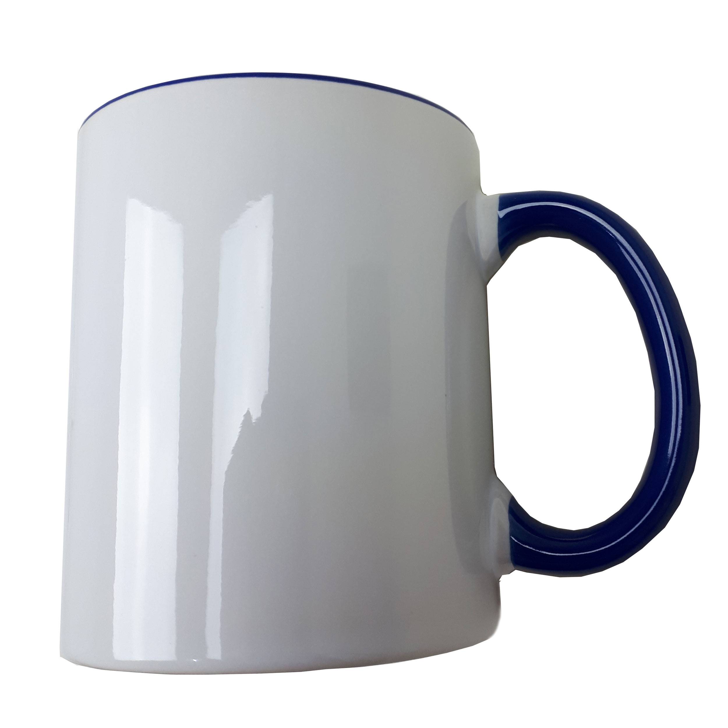 Sublimations Tassen Becher 36 Stück WEISS - HENKEL navy blue einzeln verpackt