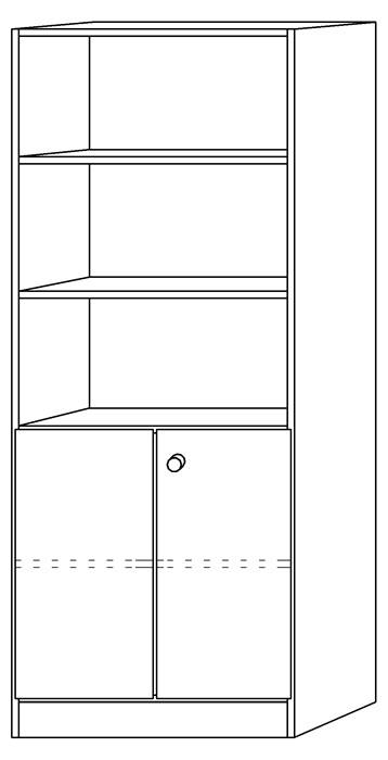 Schrank H2004xB800xT420mm weiß/Eichedekor 2 Türen H.1270mm Knaufgriff