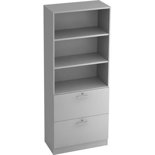 Regal 5 OH 80x42x200,4cm 2HR Sockelblende Griff RE Grau/Grau