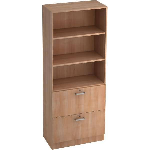 Regal 5 OH 80x42x200,4cm 2HR Sockelblende Griff CE Nussbaum/Nussbaum