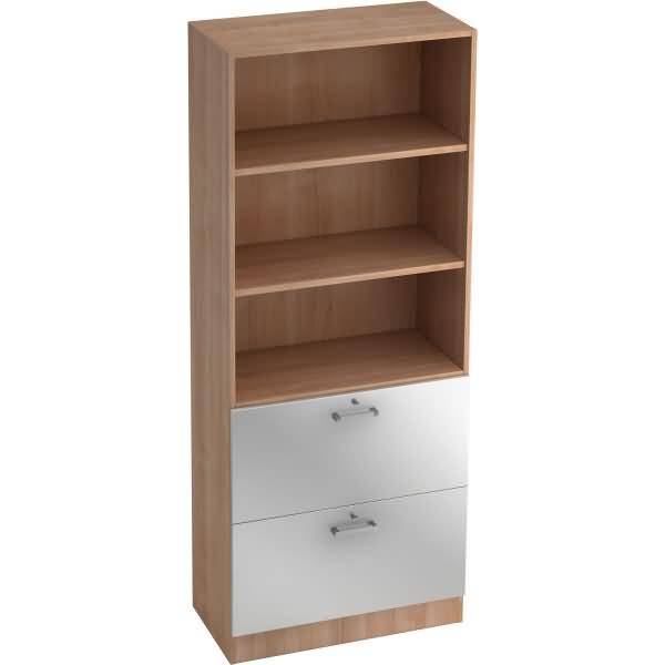 Regal 5 OH 80x42x200,4cm 2HR Sockelblende Griff CE Nussbaum/Silber