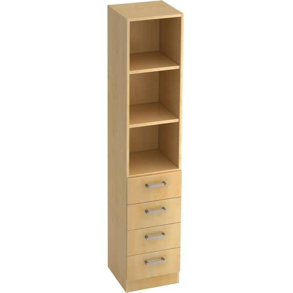Regal 5 OH 40,6x42x200,4cm 4 Schübe Sockelblende Griff CE Ahorn/Ahorn