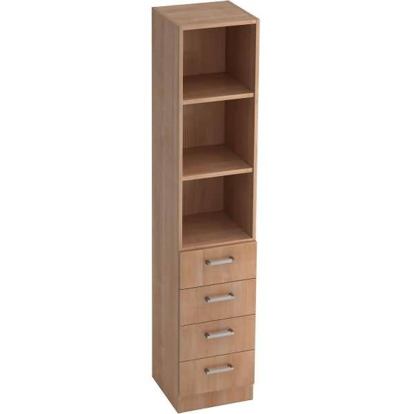 Regal 5 OH 40,6x42x200,4cm 4 Schübe Sockelblende Griff CE Nussbaum/Nussbaum