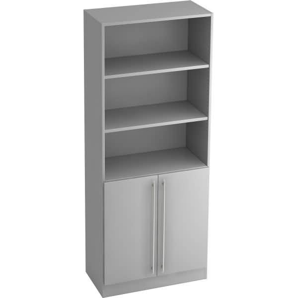Regal 5 OH 80x42x200,4cm 2 Türen unten Sockelblende Griff RE Grau/Grau