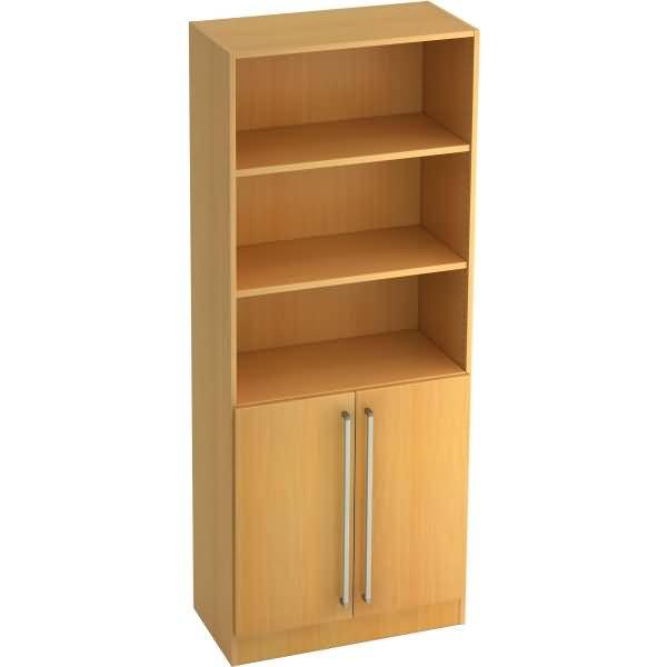 Regal 5 OH 80x42x200,4cm 2 Türen unten Sockelblende Griff CE Buche/Buche
