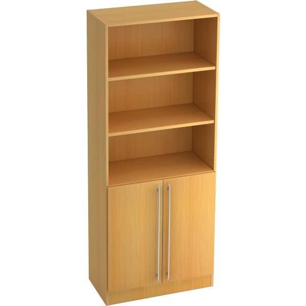 Regal 5 OH 80x42x200,4cm 2 Türen unten Sockelblende Griff RE Buche/Buche