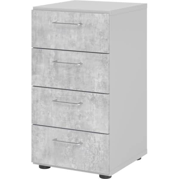 Regal 2 OH 40x42x74,8cm 4 Schübe Griff BS Grau/Beton
