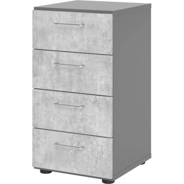 Regal 2 OH 40x42x74,8cm 4 Schübe Griff BS Graphit/Beton