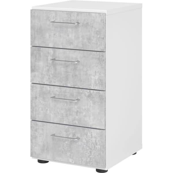 Regal 2 OH 40x42x74,8cm 4 Schübe Griff BS Weiß/Beton
