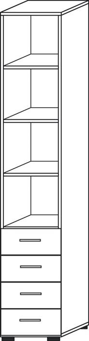 Schrank Teda-Z H2156xB400xT420mm lichtgrau/Beton 6 OH 4 Schubl.zerlegt