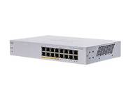 Frontansicht eines weißen Netzwerk-Switches mit mehreren Ethernet-Anschlüssen auf der Frontplatte und Belüftungslöchern an der Seite.