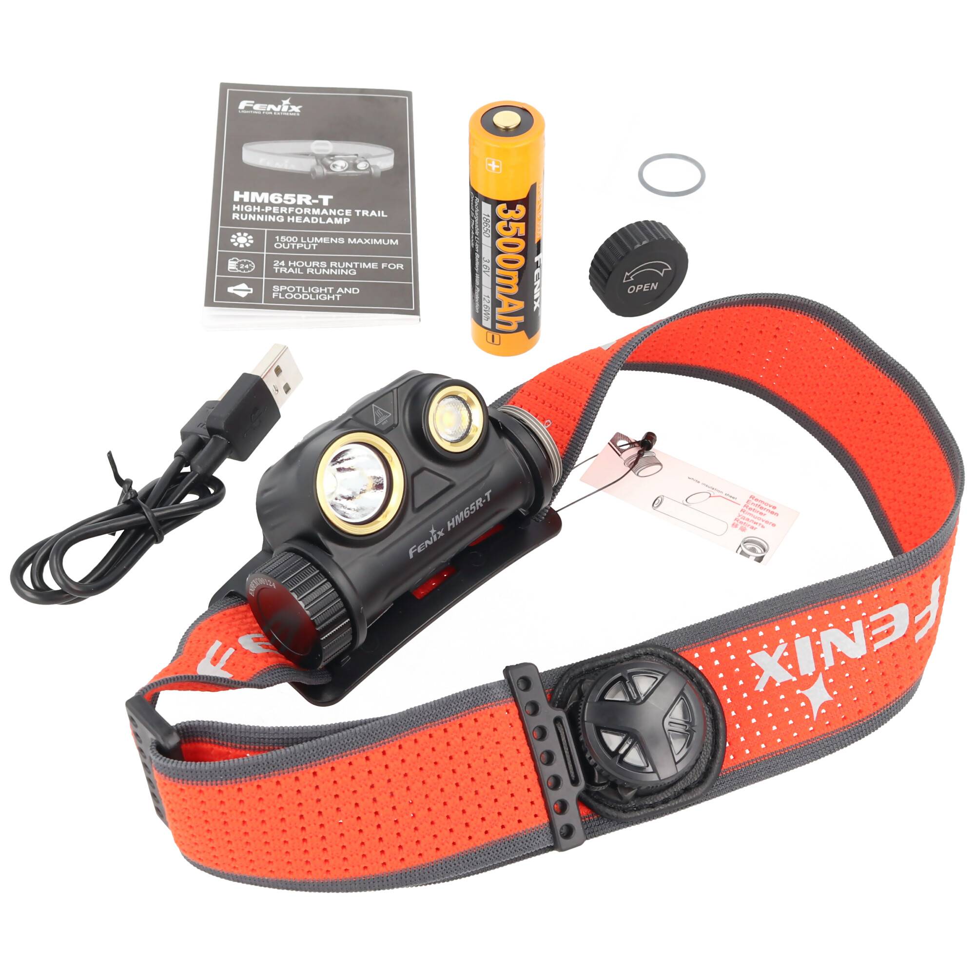 Fenix HM65R-T Stirnlampe, wiederaufladbare LED Stirnleuchte mit max. 1300 Lumen, Ladung über USB-C, inklusive Fenix ARB-