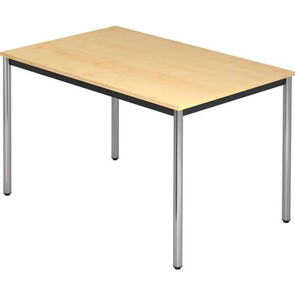 Besprechungstisch Rundfuß 120x80 Ahorn/Chrom